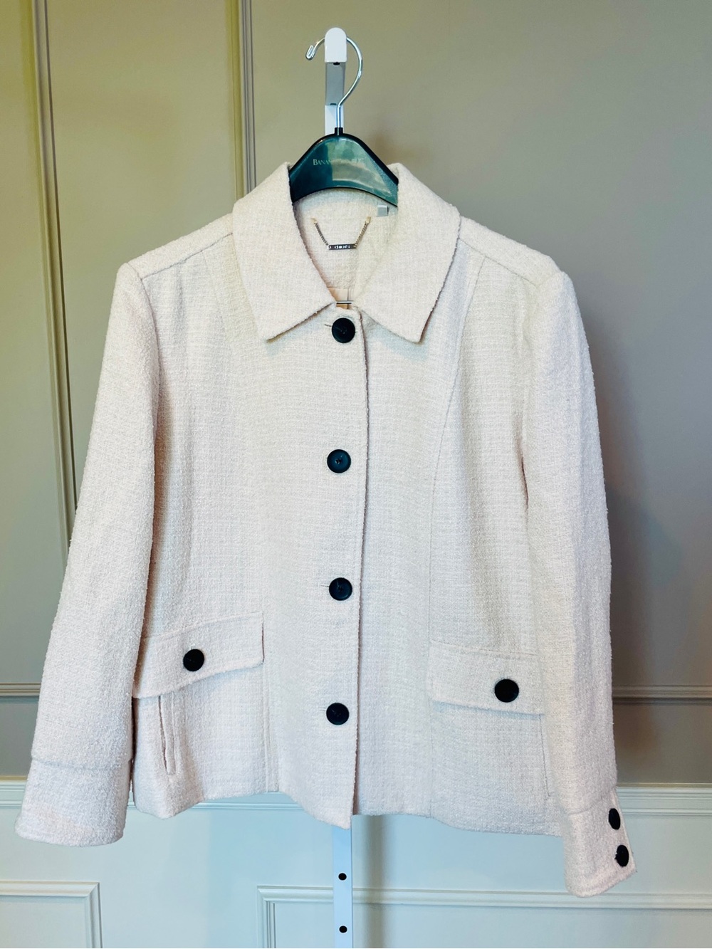 Chico's Ivory Tweed Jacket 3 XL Black Button Boxy Blazer Classic Chanel Style